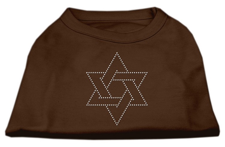 Star of David Rhinestone Shirt Brown XXL